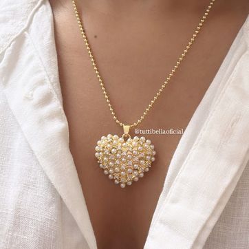 COLLAR CORAZÓN PERLA - imagen 1