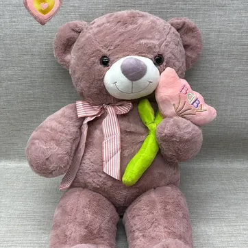 Imagen del producto OSO PALO ROSA CON FLOR BORDADA BABY DE 75 CM 