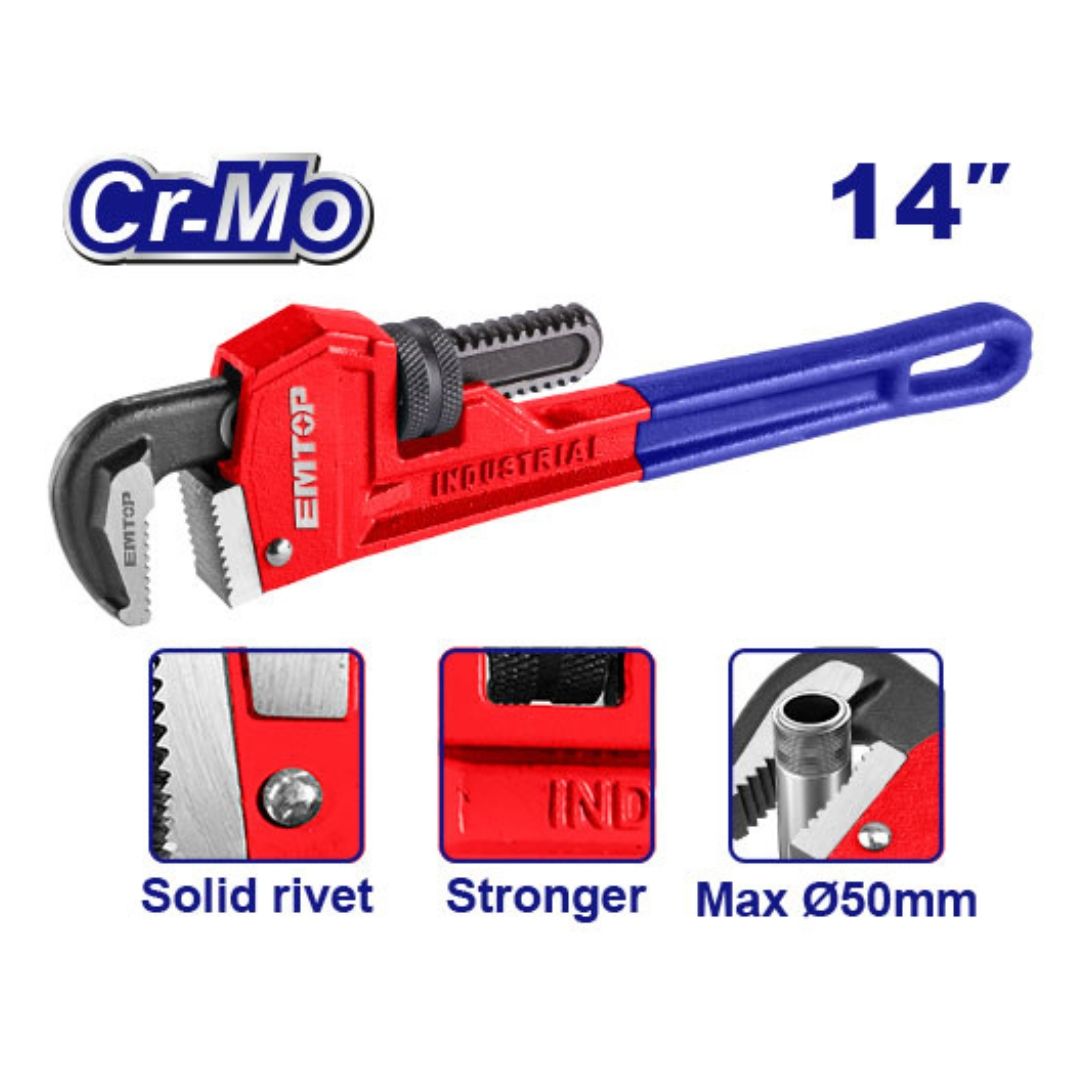 EMTOP LLAVE TUBO 14" Cr-Mo ENCAUCHETADA SUPER EMTOP