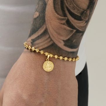 Pulsera militar diamantada con san Benito  - imagen 1