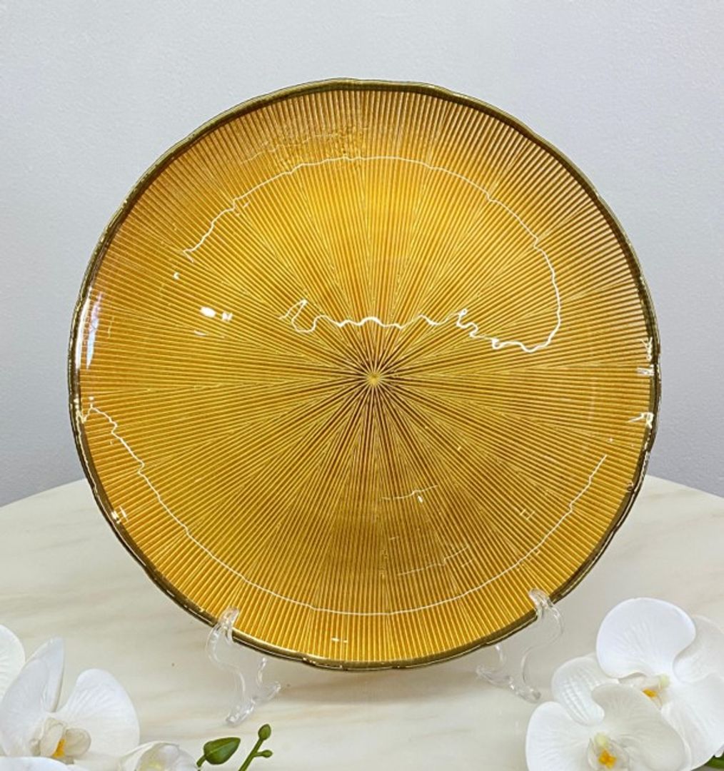 Bajo Plato Cristal Dorado