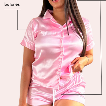 Pijama + short tela satín licrado - imagen 1