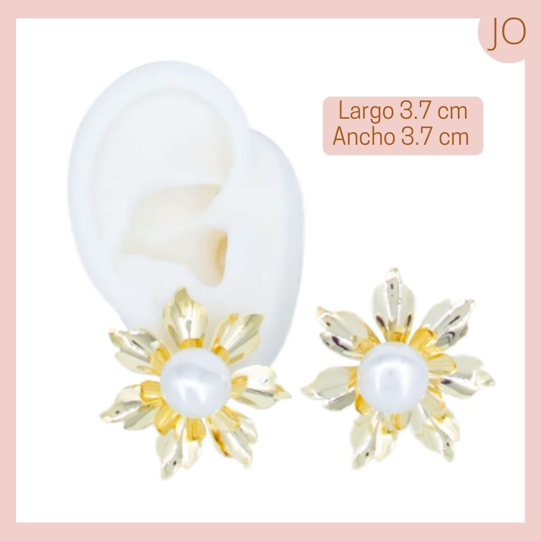 Maxi Aretes Topo Flor Perla 