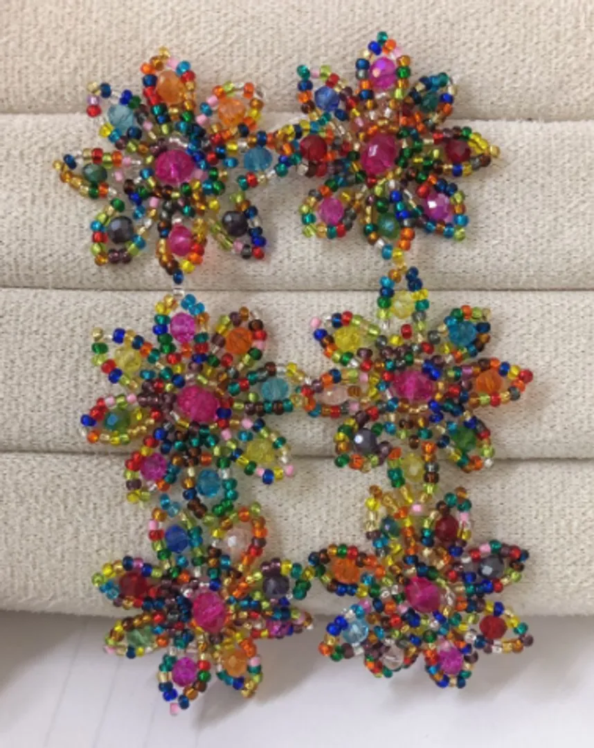 Arete Trio Flor Murano Mostacilla 