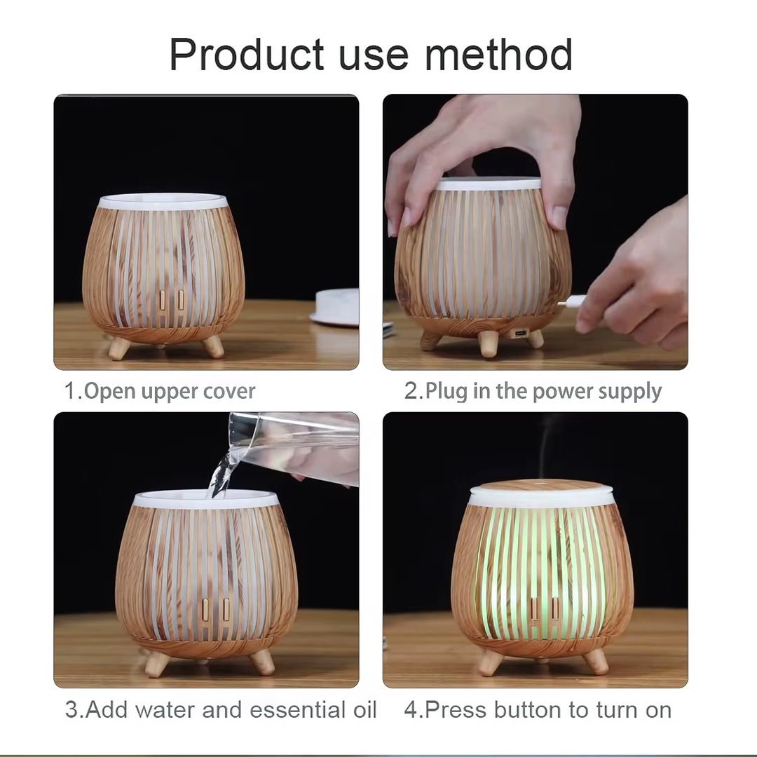 Humidificador led madera 