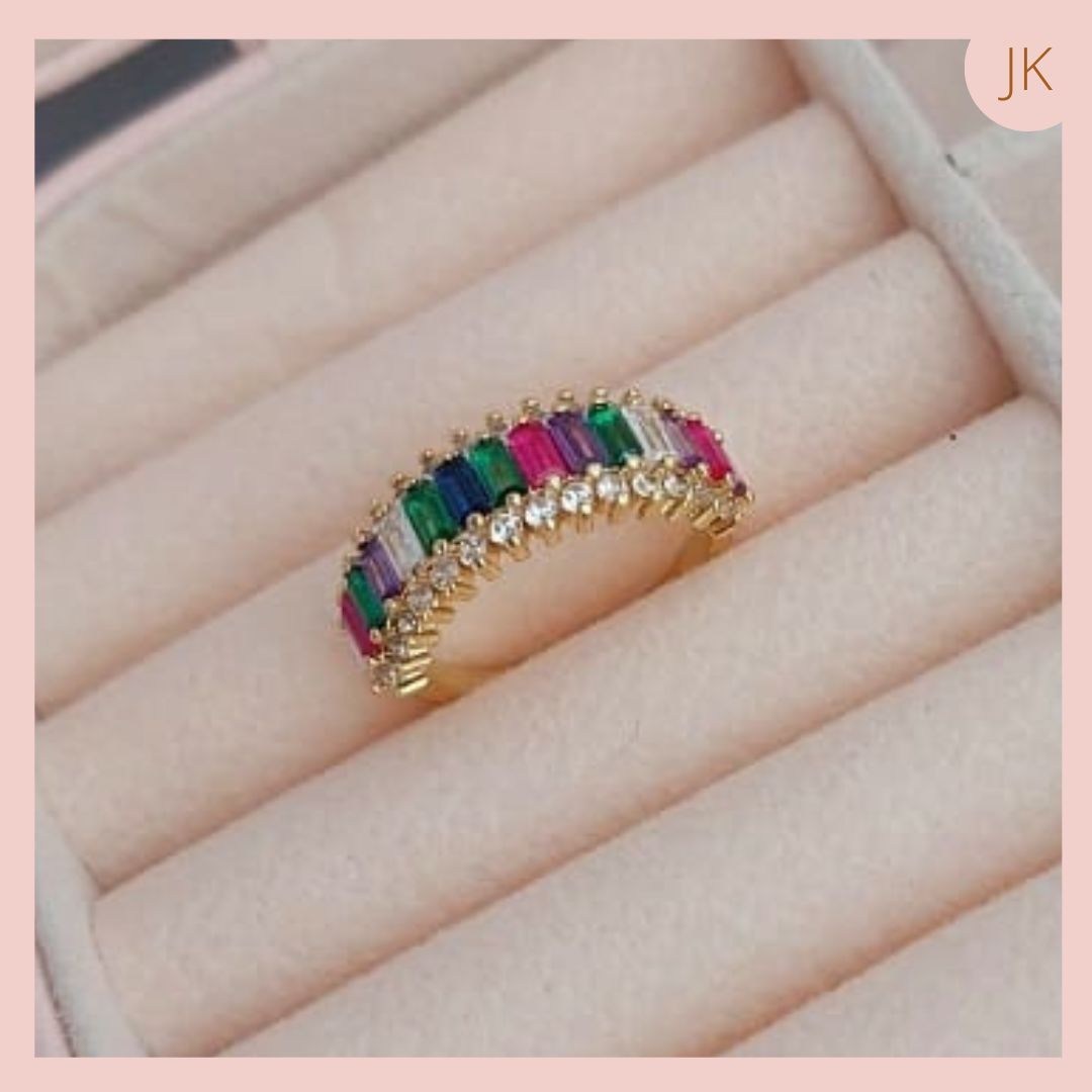 Anillo Multicolor Rodio Dorado