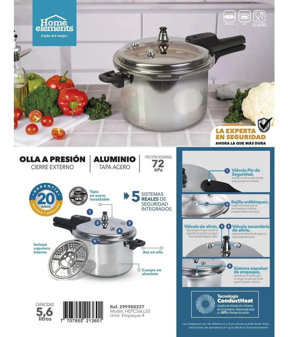 OLLA A PRESIÓN HOME ELEMENTS – 5.6 LITROS