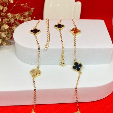 Cadena van cleef x7 diamantada y  negro de 47cm - imagen 1