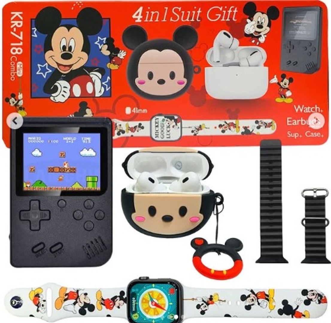 COMBO 4 EN 1 RELOJ + AUDIFONOS PRO 2 + ESTUCHE + CONSOLA SUP RETRO