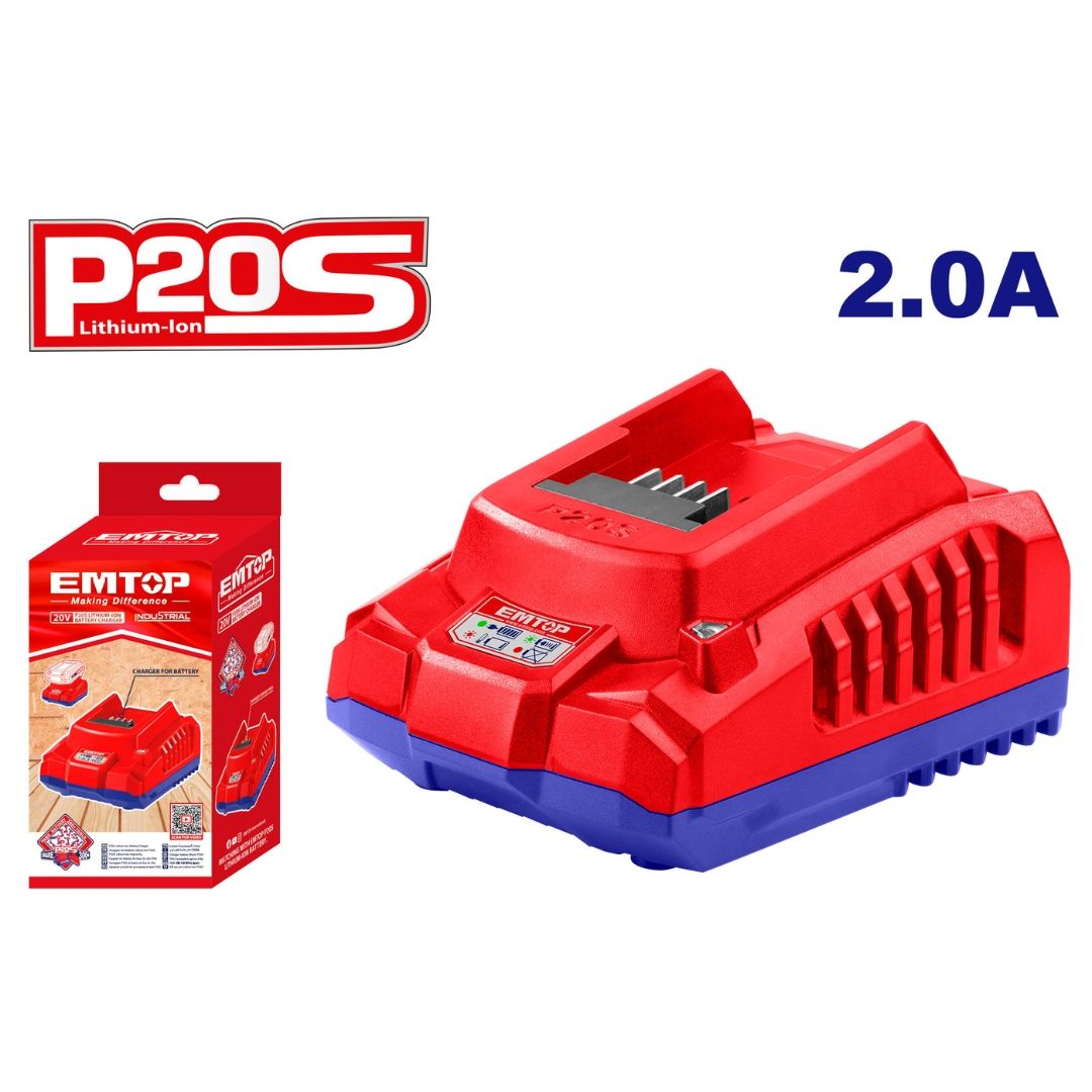 EMTOP CARGADOR BATERIA 20V/2.0Ah ION DE LITIO
