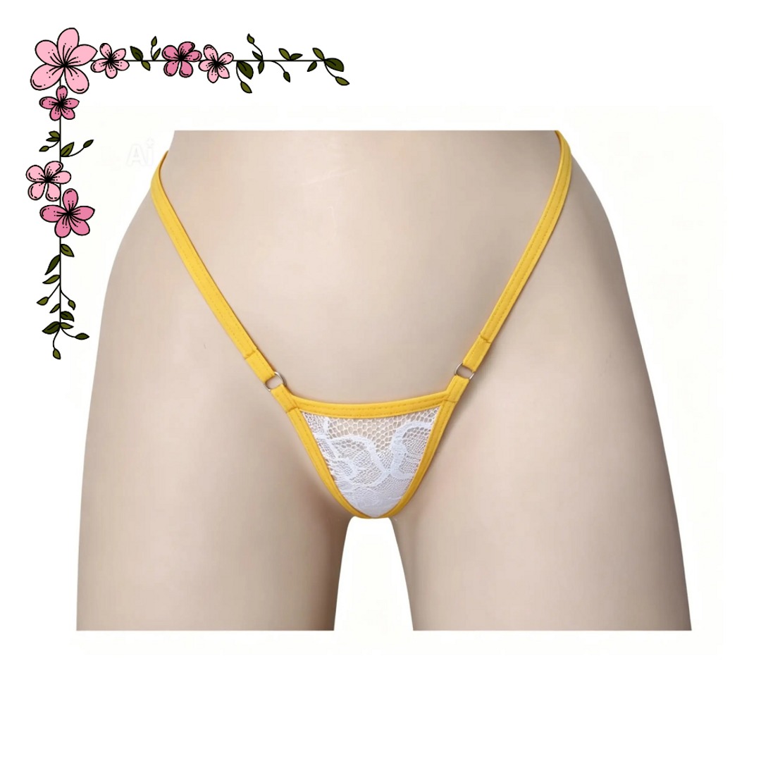 Micro tanga hilo en encaje combinada
