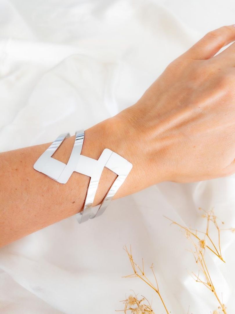 Brazalete rectángulos acero 