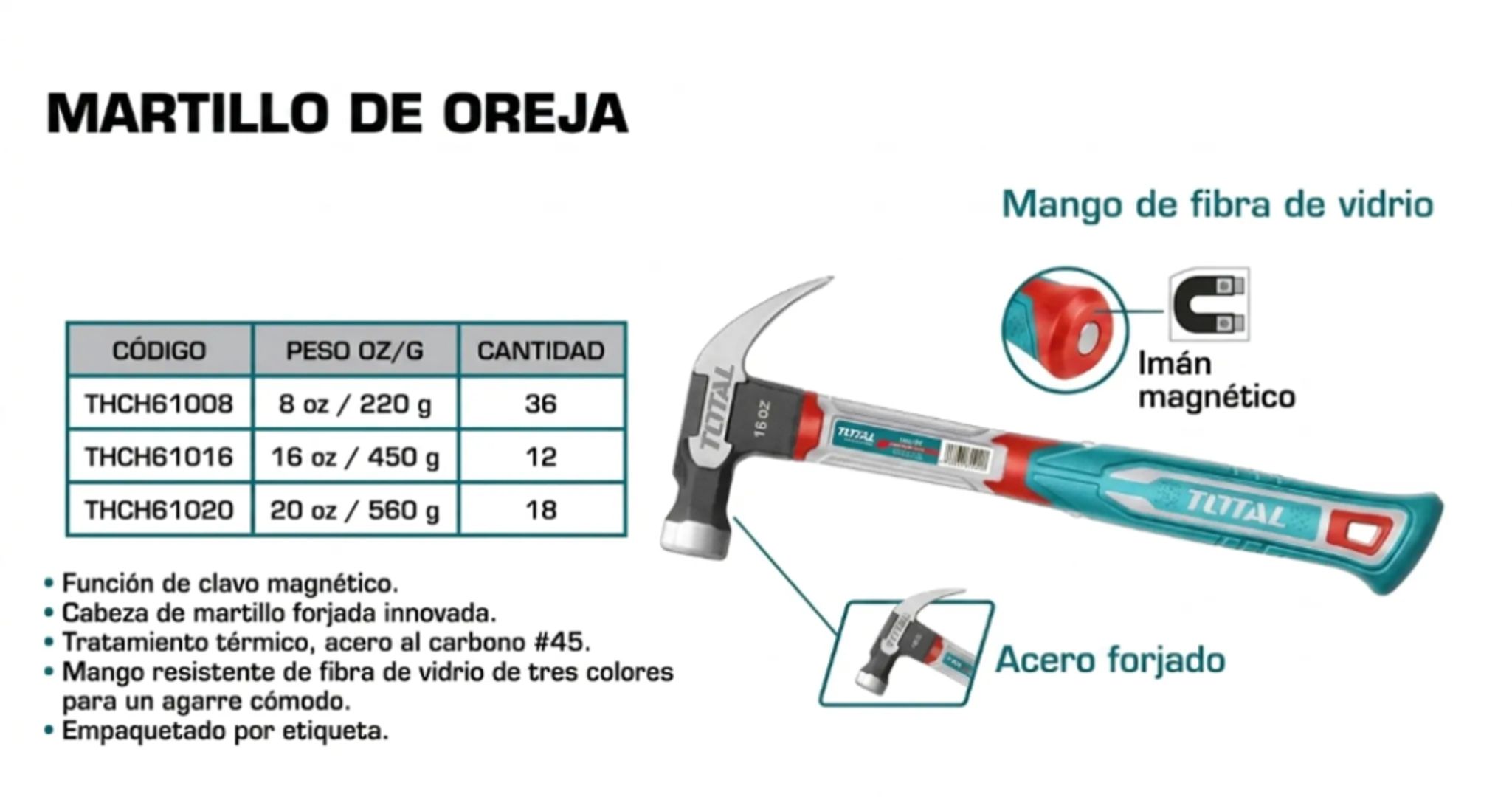 MARTILLO DE OREJAS 8 OZ 220GR