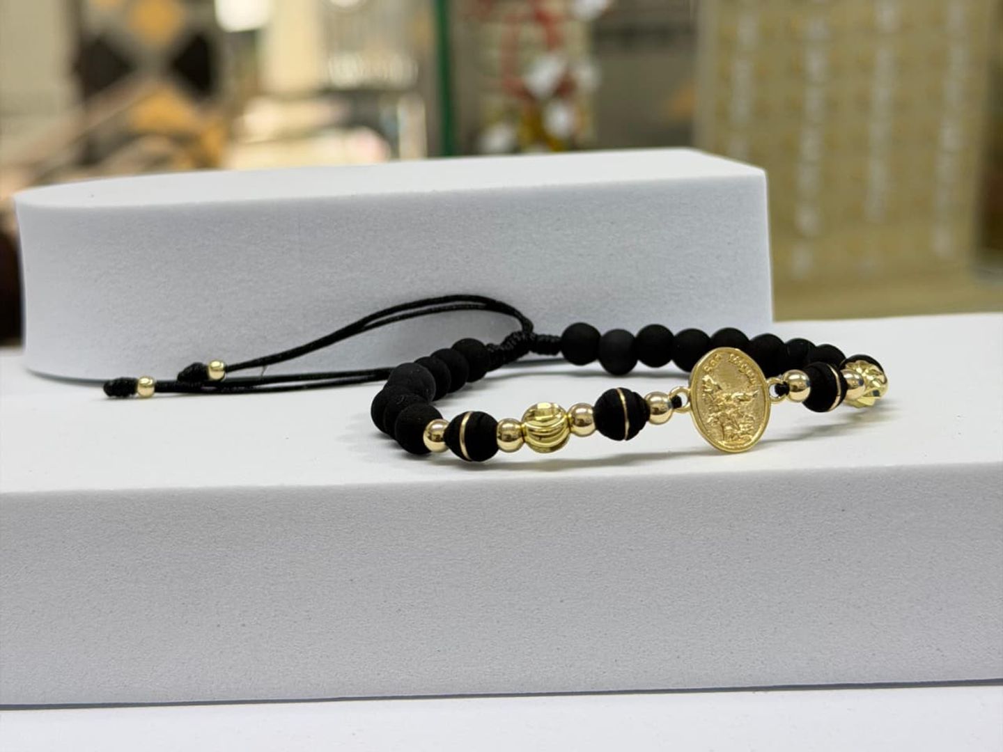 Pulsera san miguel arcangel balin 4mm liso e italiano 6mm