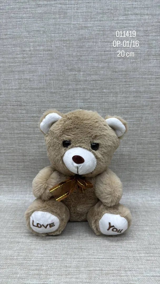 Oso cafe claro con cinta de 20 cm 