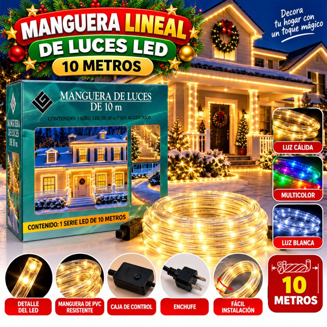 Manguera de 10 metros Cálida y blanca