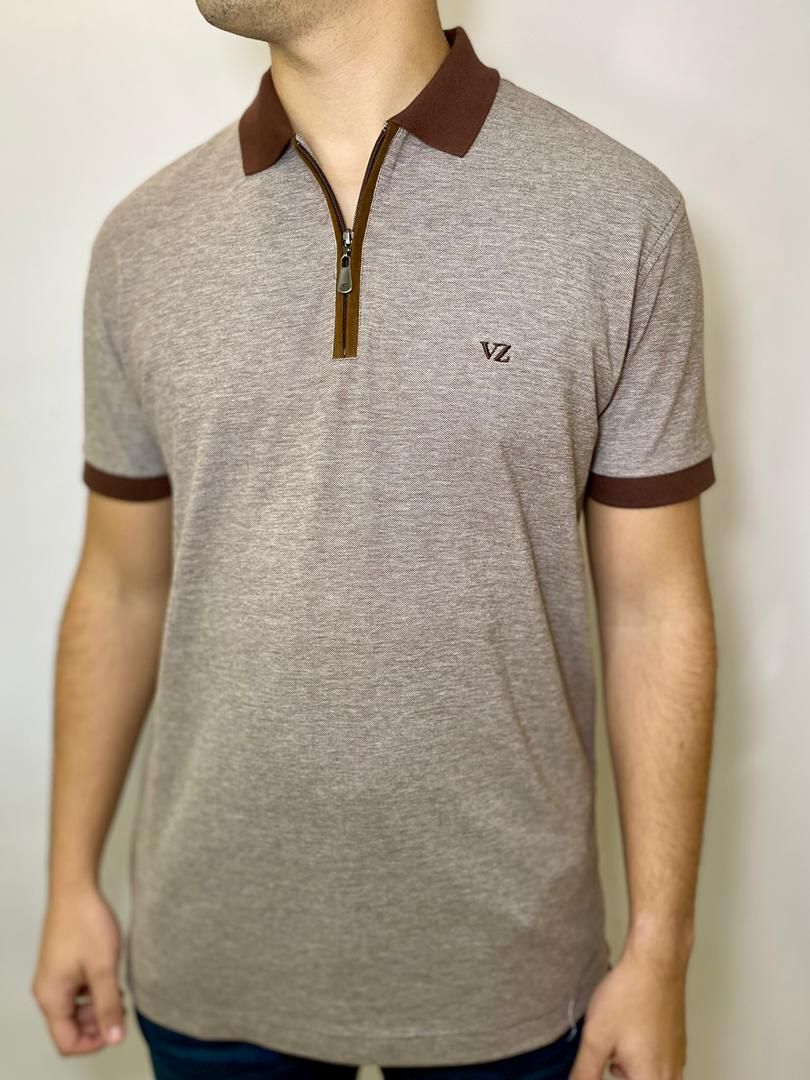 POLO CON CIERRE VELEZ - MARRON