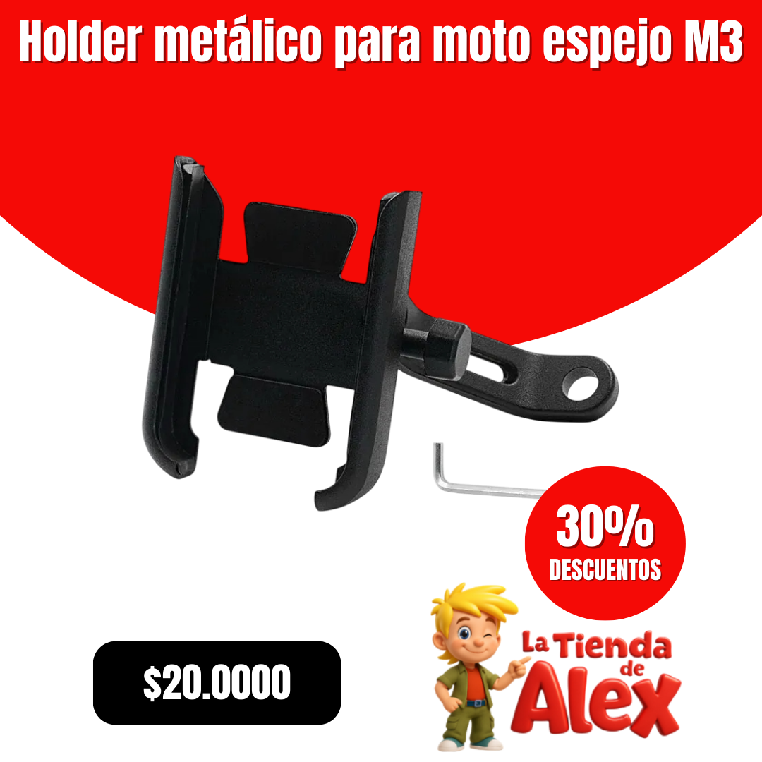 Holder metálico para moto espejo M3
