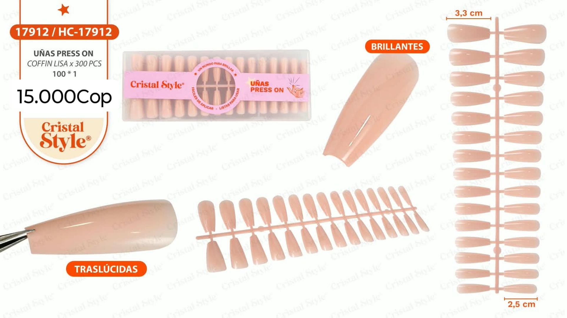 Uñas Press On Coffin × 300Pcs
