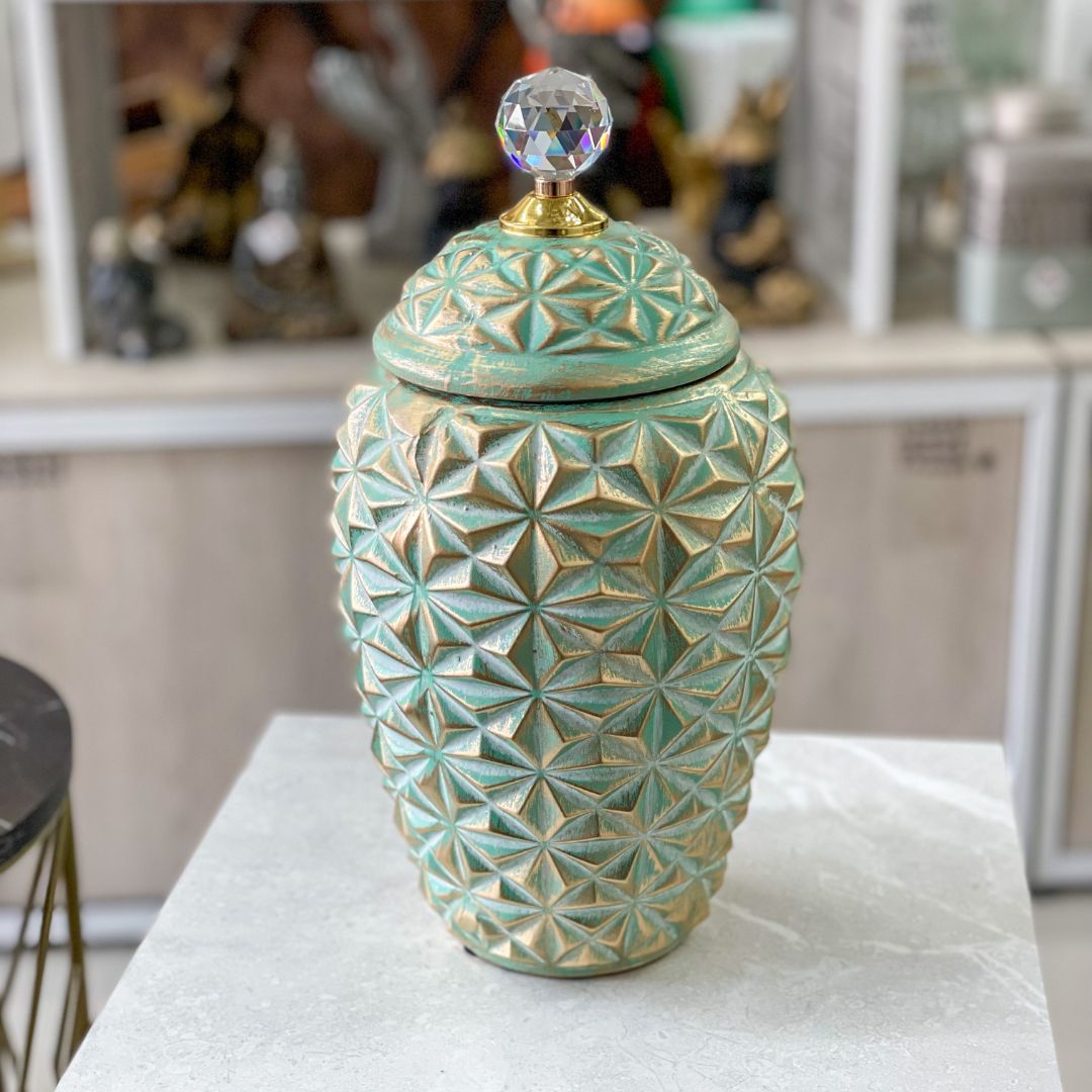 Anfora verde menta con dorado