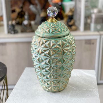 Anfora verde menta con dorado - imagen 1