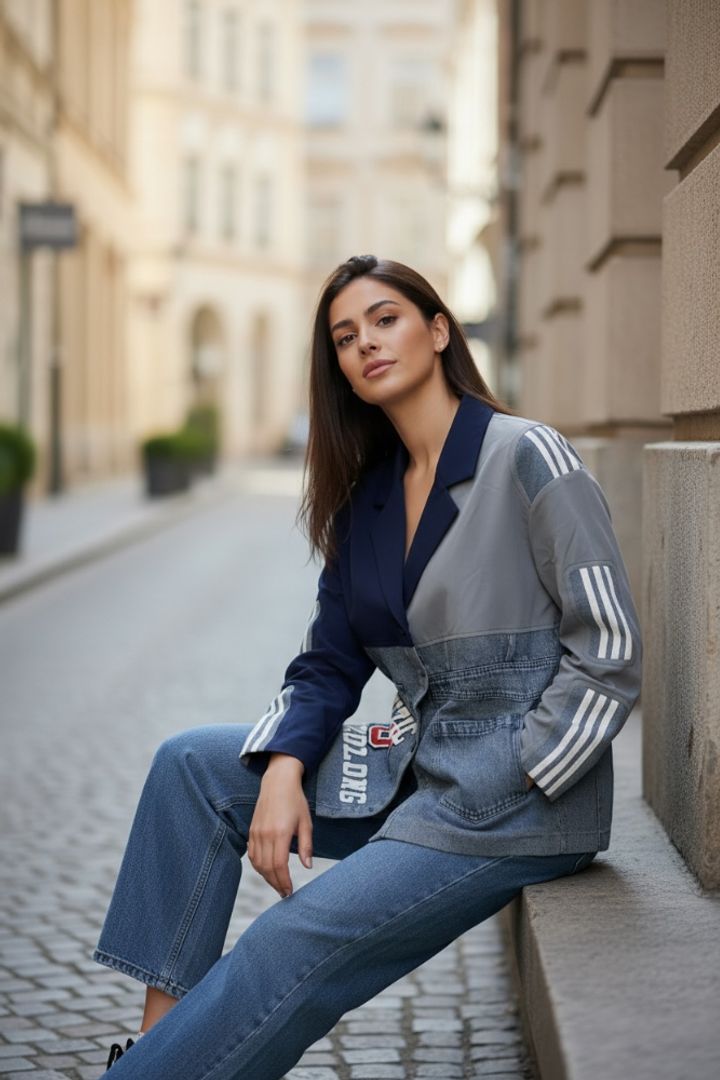 BLAZER MIX GREY AZUL