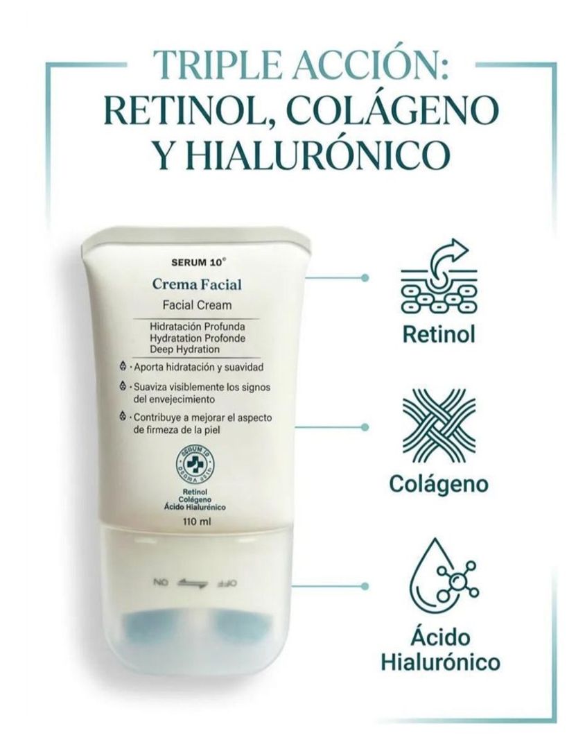 Crema Facial Hidratación Profunda con Rodillo Serum 10