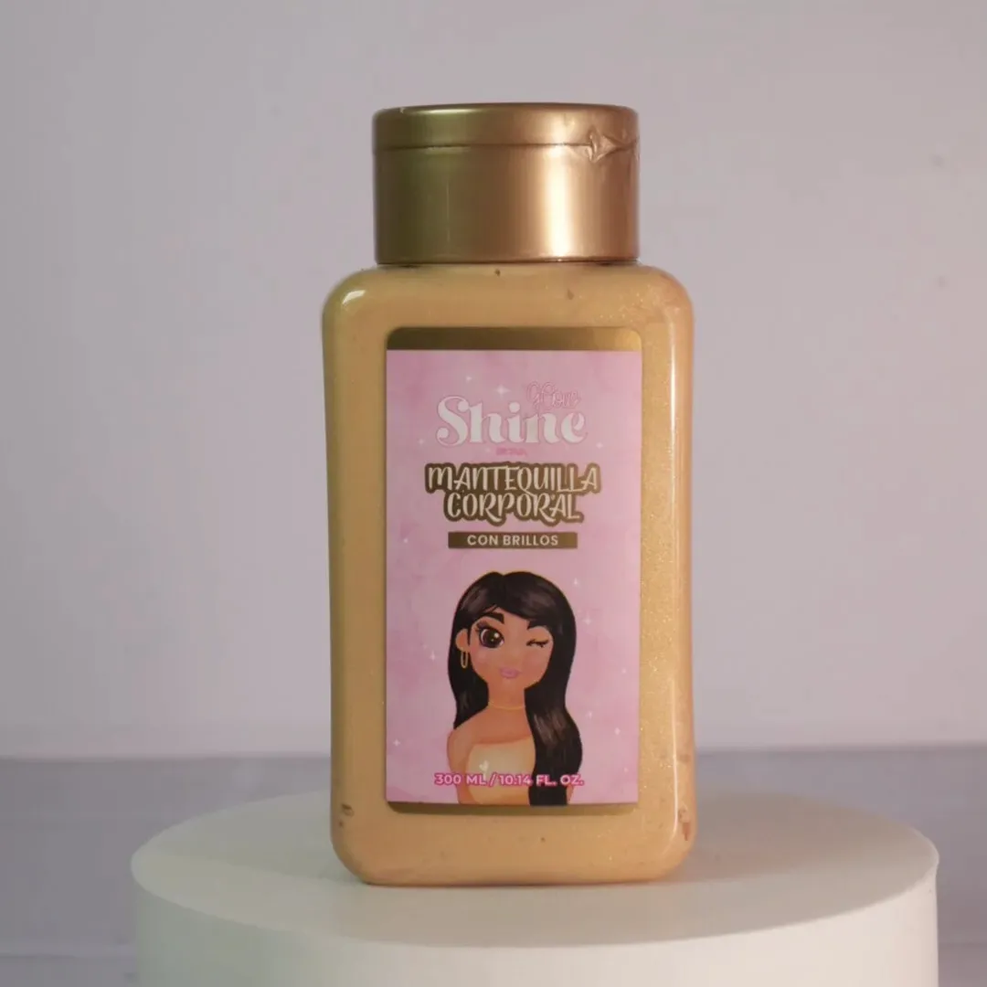 MANTEQUILLA CORPORAL DORADA CON BRILLO GLOW SHINE 300ML