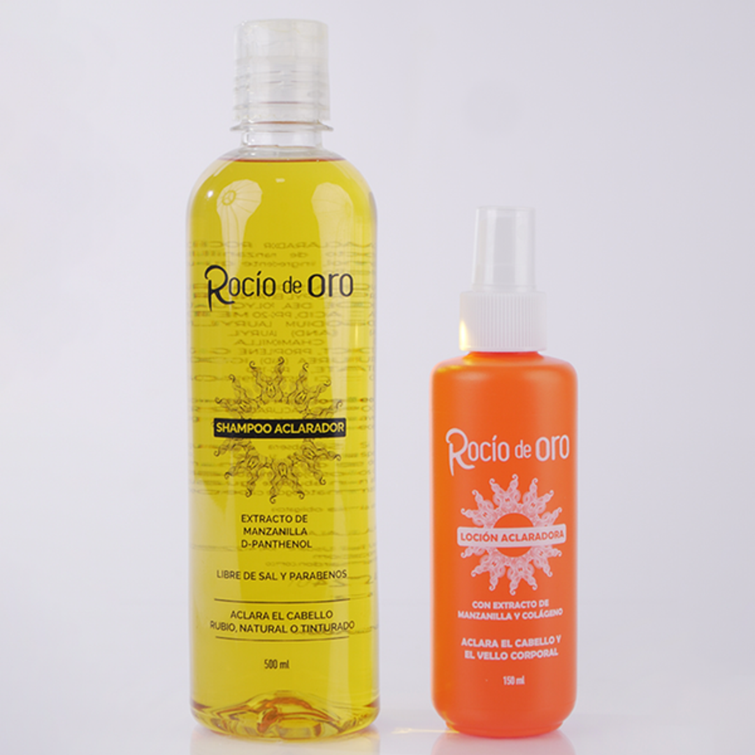 Kit Aclarador Capilar Rocio de oro shampoo + aclarante