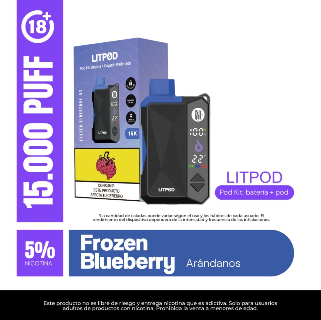 Lit Frozen Blueberry 15.000 Puffs Kit Bateria Y Pod