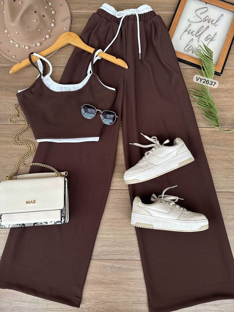 SET DOBLE CROPTOP Y DOBLE PRETINA EN PANTALON VY2637