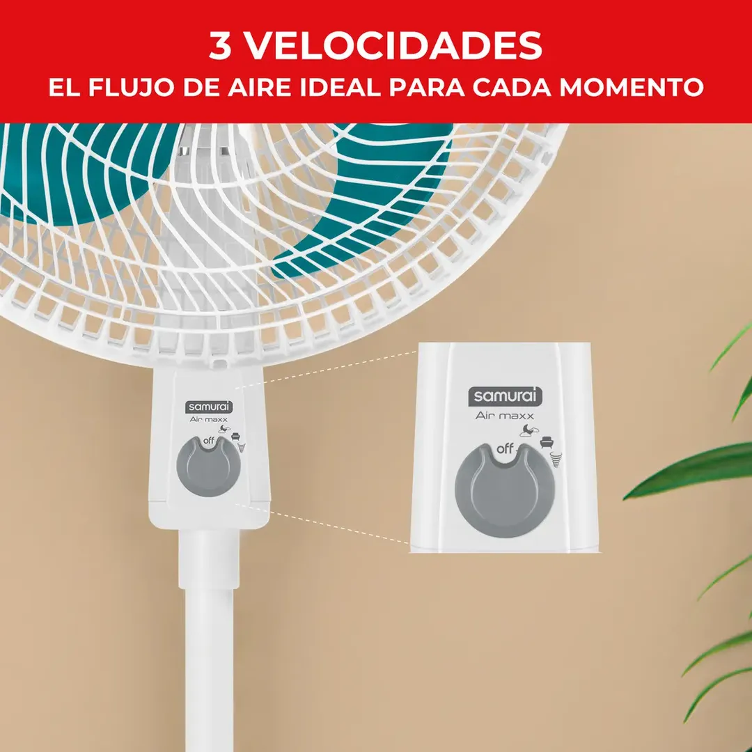 Ventilador Samurai Air Maxx Blanco Con Azul Blanco