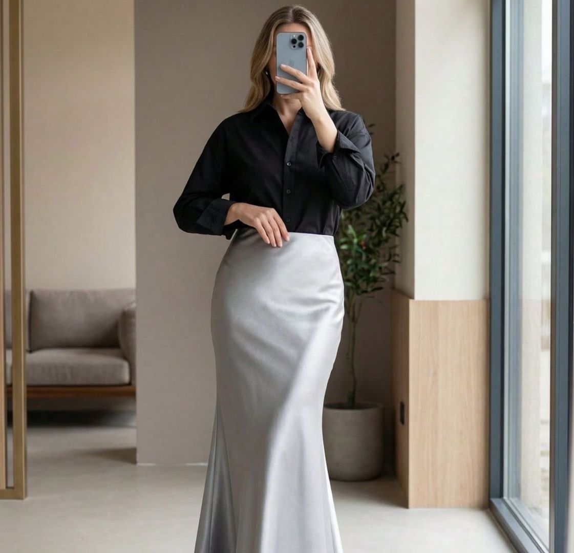 FALDA SATIN PLATA XS Y S