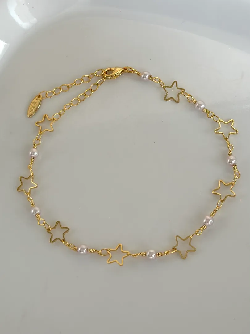 Tobillera estrellas perlas 