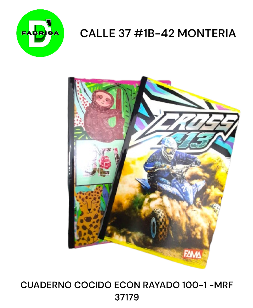 CUADERNO COCIDO ECON RAYADO 100-1 VIP