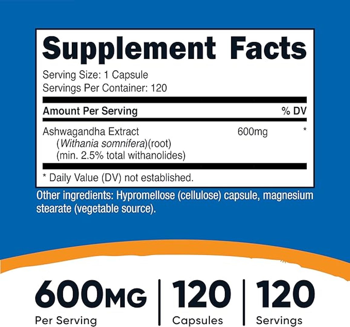 Ashwagandha 600 mg 120 Cap Nutricost