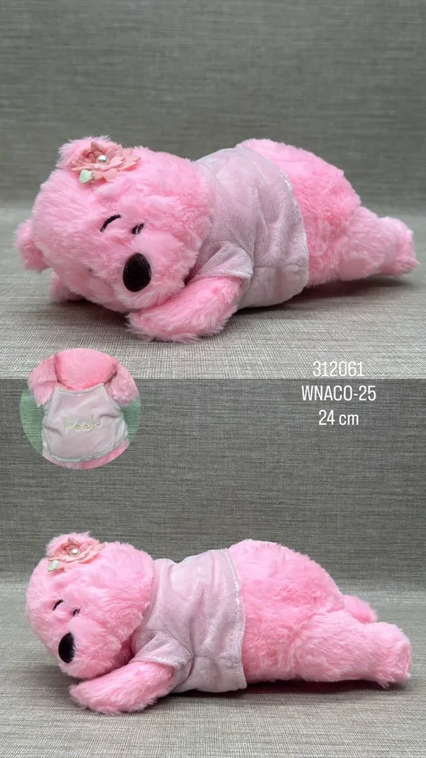 WINNIE POOH  ROSA ACOSTADO 24 CM 