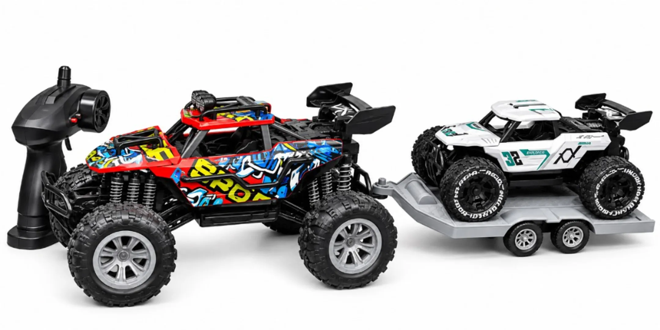 CARRO RC A CONTROL REMOTO CON REMOLQUE 2 EN 1 
