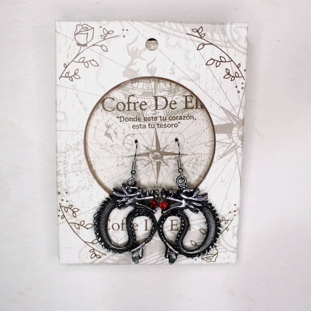 ARETES DRAGON PERLA ROJA