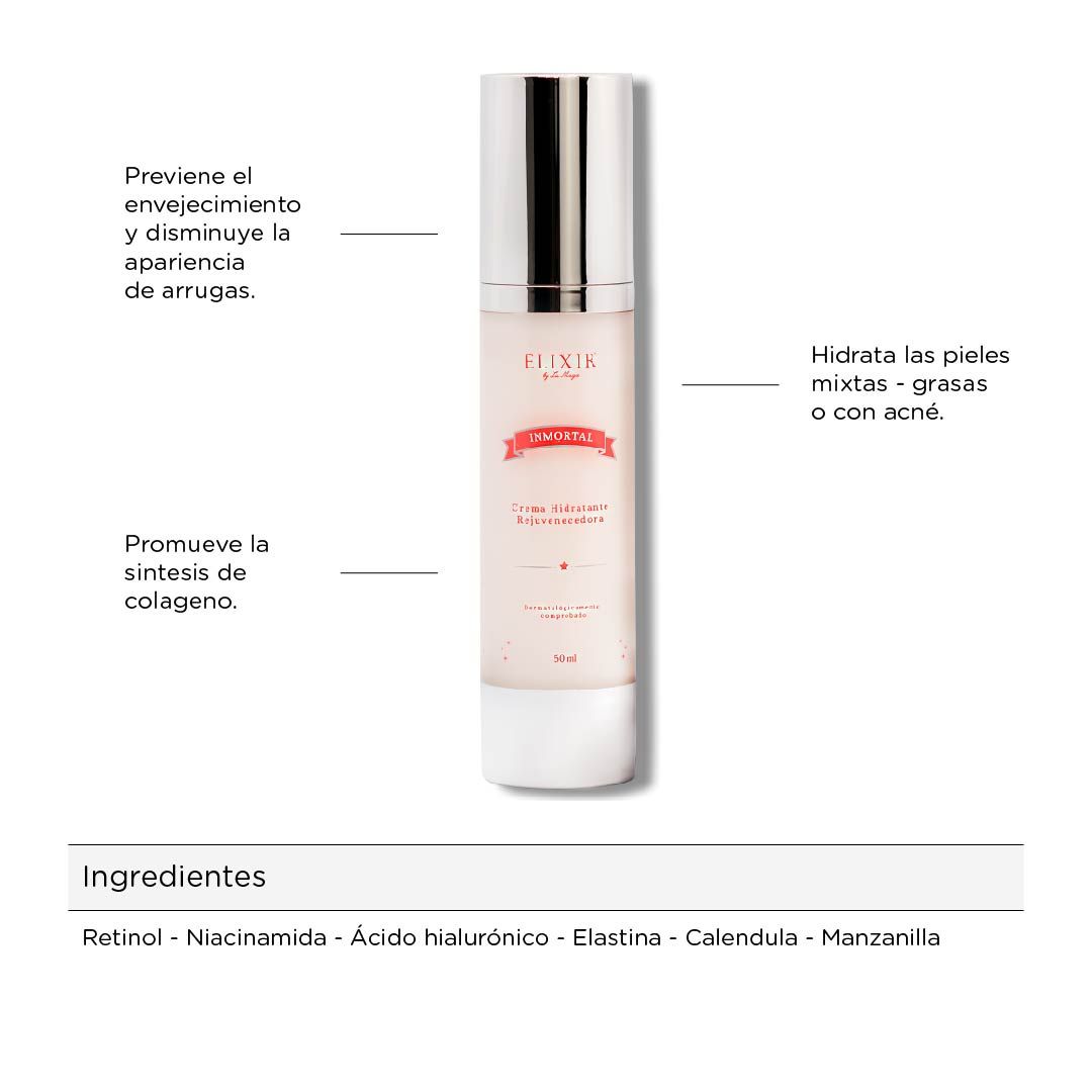 Inmortal Crema rejuvenecedora humectante facial Elixir by La Maga 