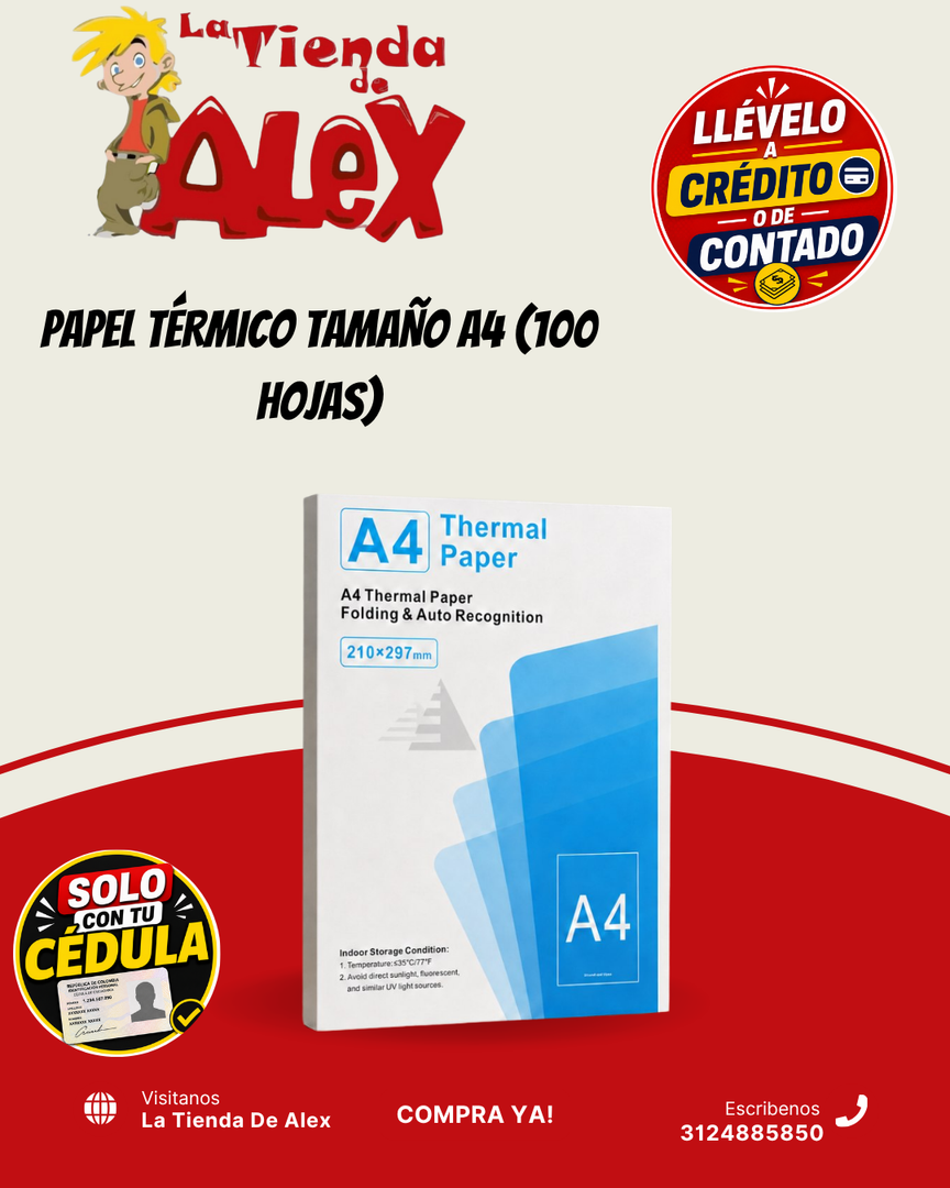 PAPEL TÉRMICO TAMAÑO A4 (100 HOJAS)