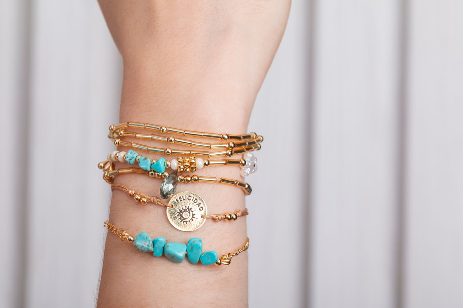 Juego de pulseras Piedras Naturales: Turquesa