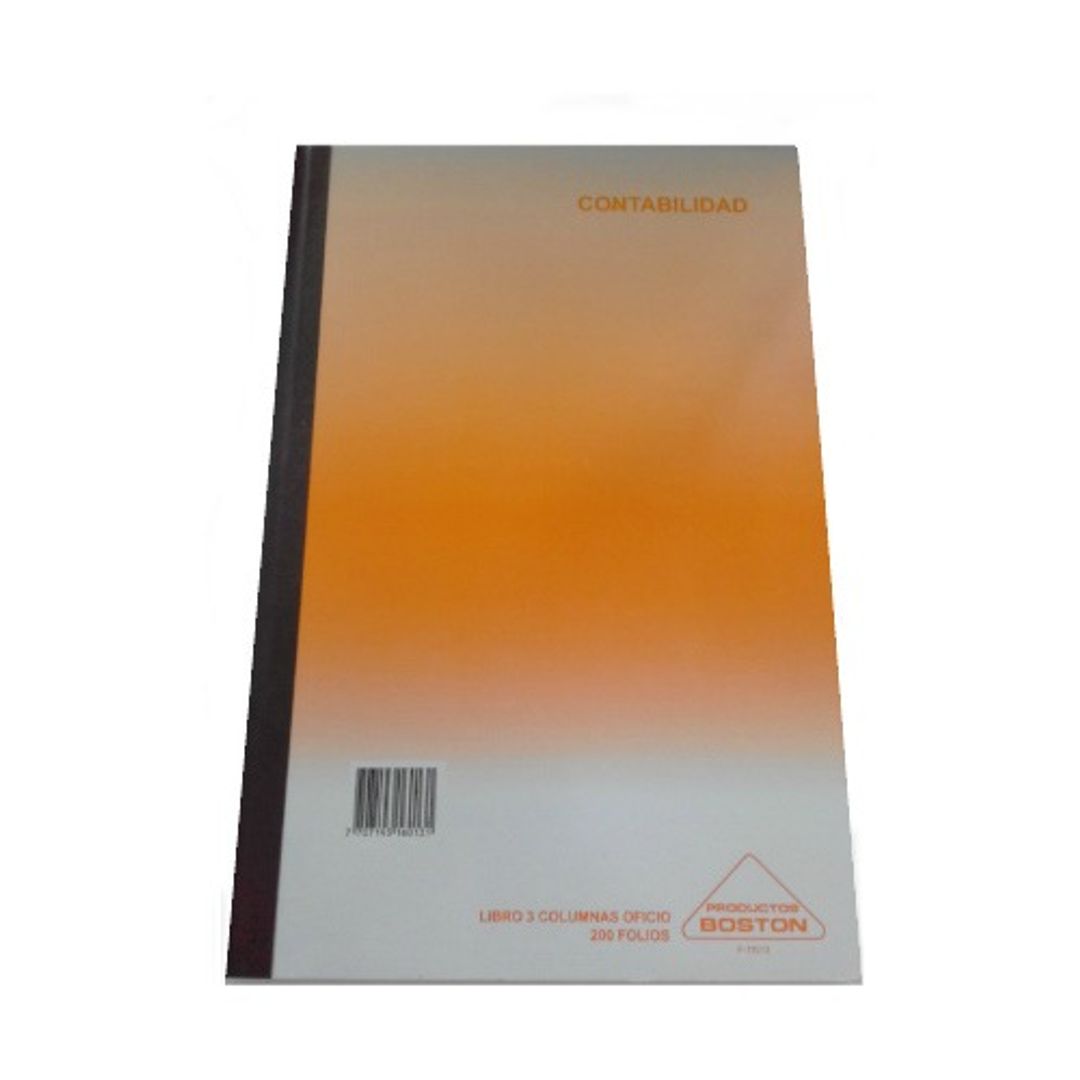 LIBRO CONTABILIDAD 200 FOLIOS 3 COLUMNAS