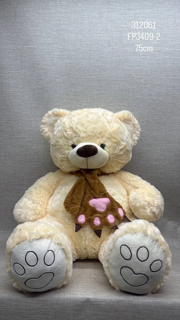 OSO CREMA CON BUFANDA DE PATITA 75 CM
