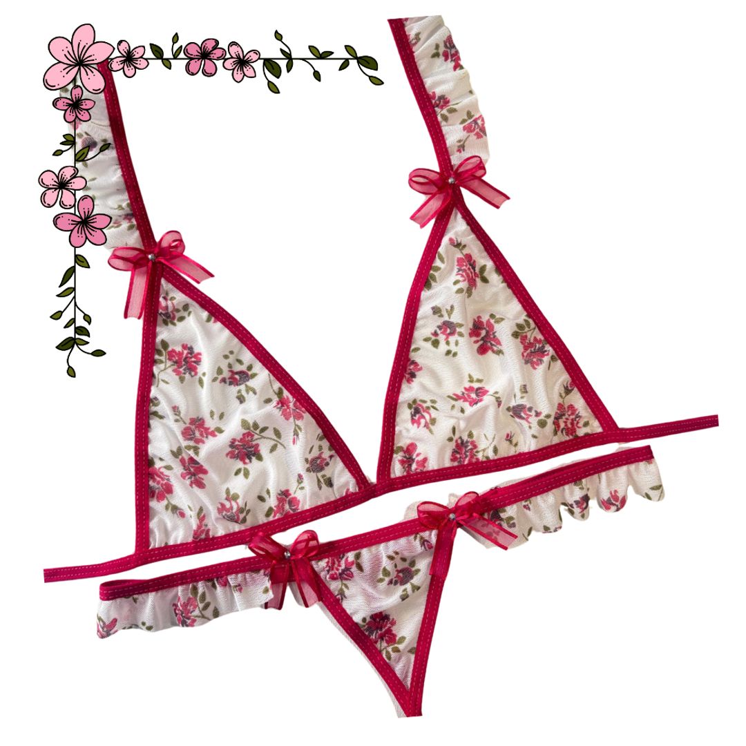 Conjunto floral en mallatex 