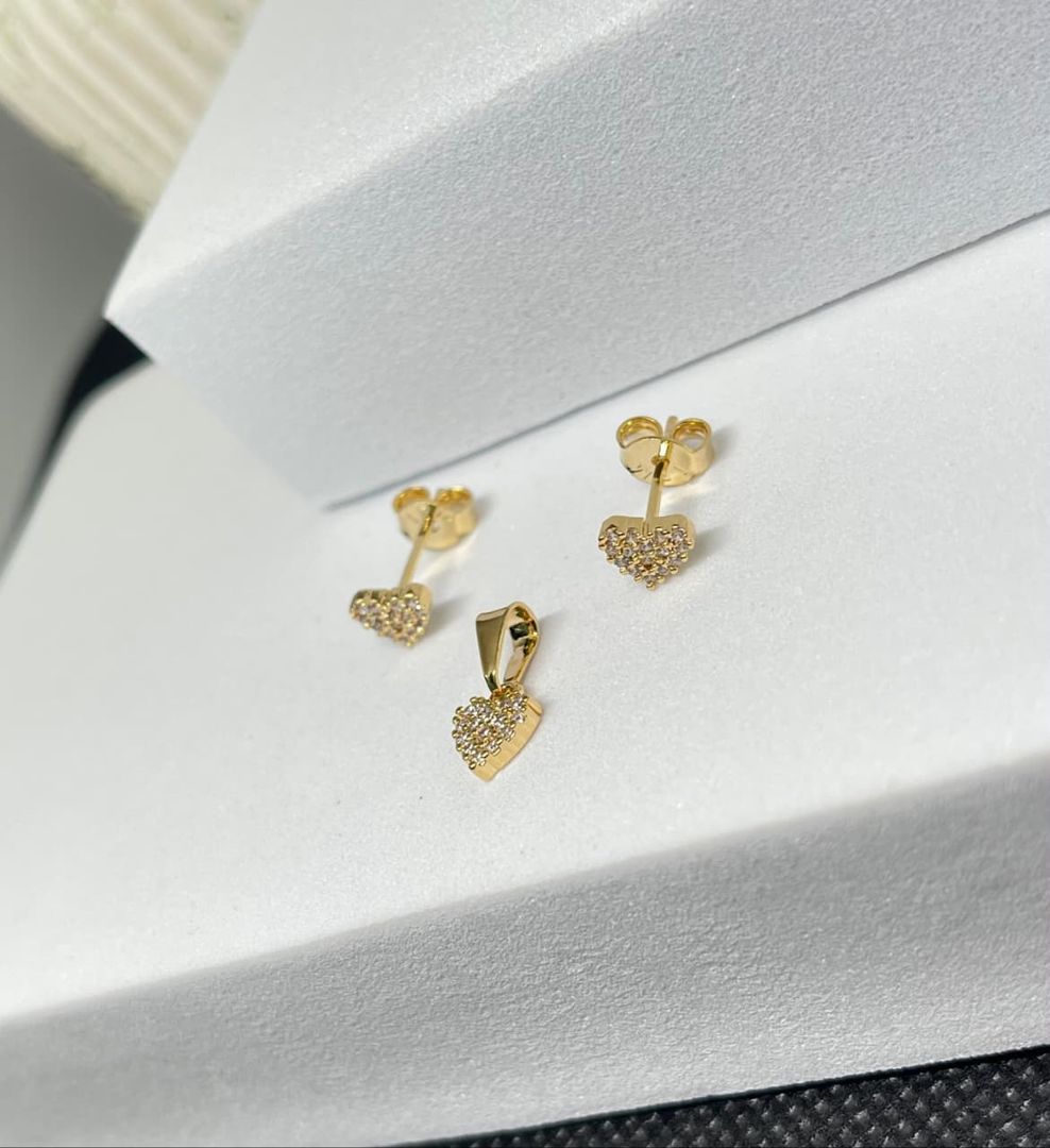 Set conjunto corazon microciron cristal