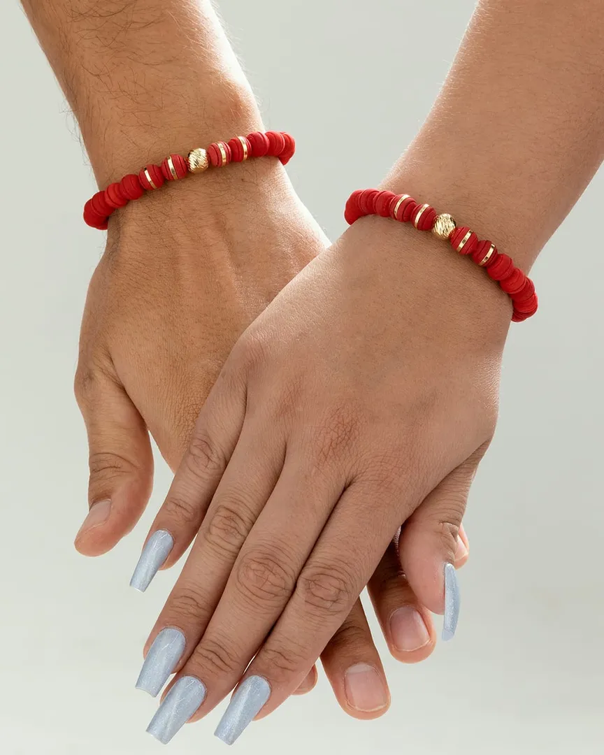 Par manillas roja balín Italy 8mm centro 