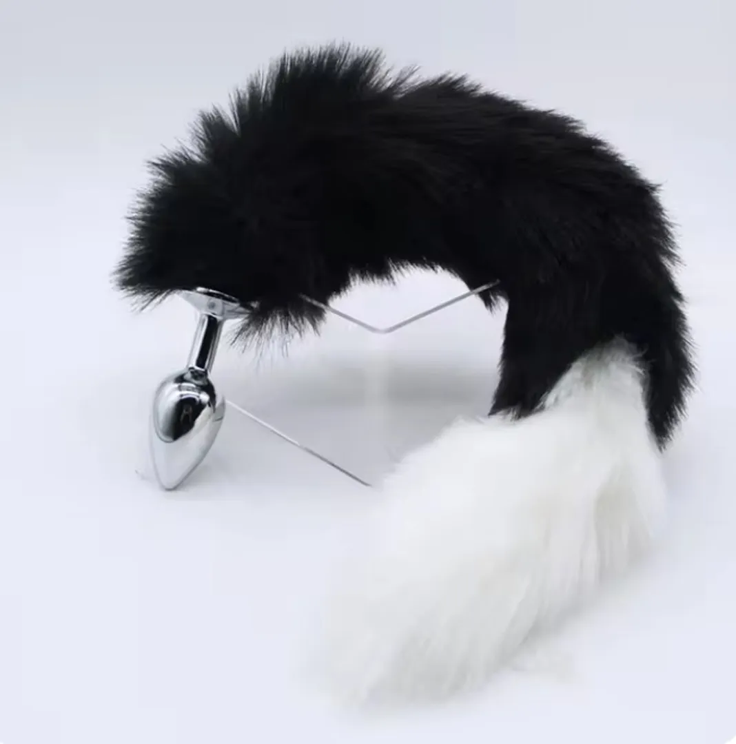 Plug anal cola de zorro negro + blanco.