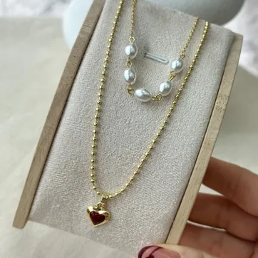Imagen del producto Collar doble perla corazón 