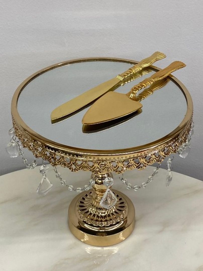 SET DE CUCHILLO Y CUCHARA EN ACERO COLOR DORADO